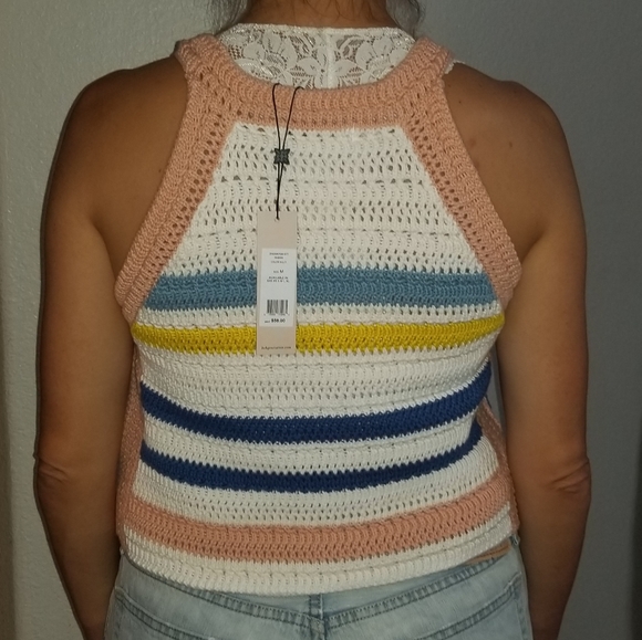 BCBGeneration Crochet Tank Medium NWT Striped - Picture 3 of 10